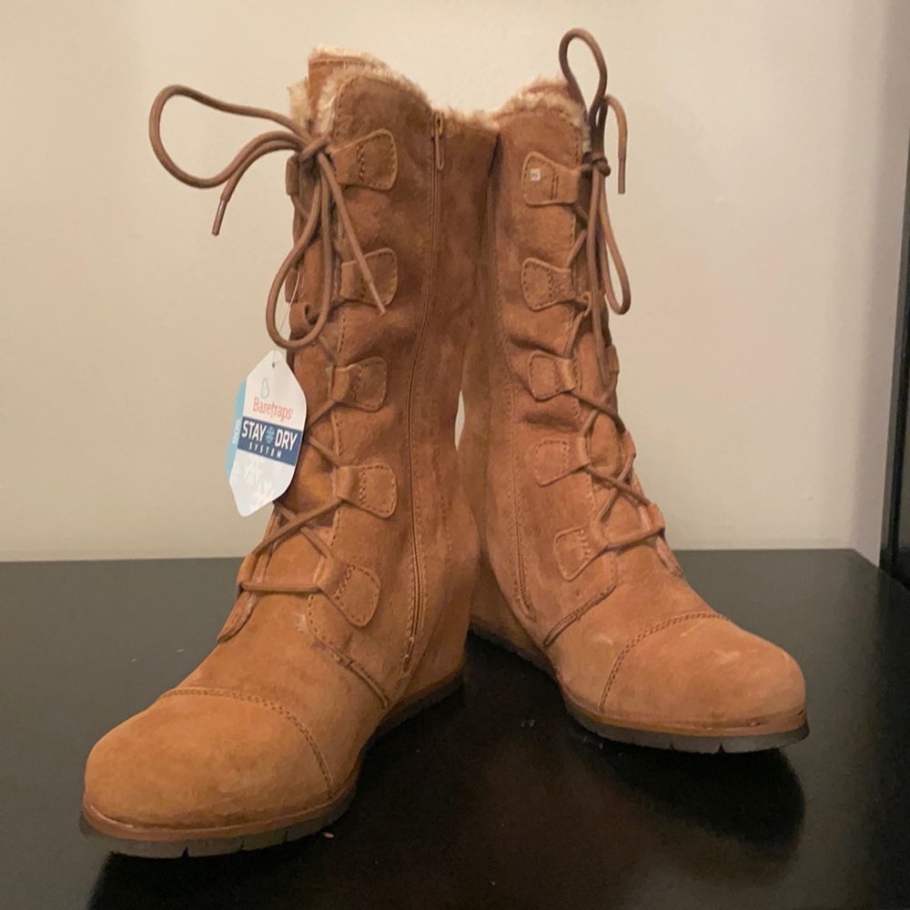 BareTraps Brown Wedge Winter Boots 9.5